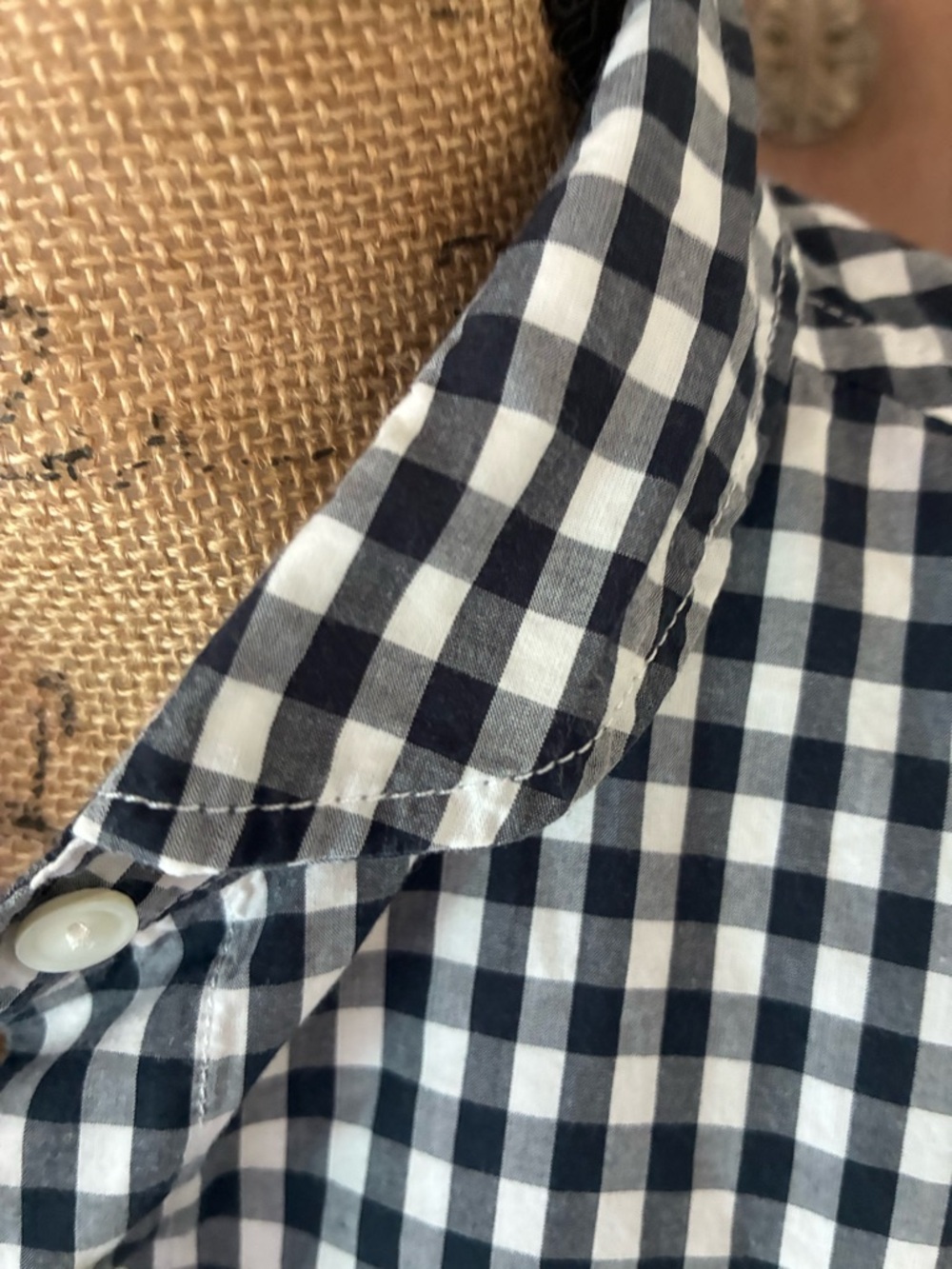 J. Crew Sz 10 Boy Navy Gingham Button Down Shirt - Picture 9 of 15